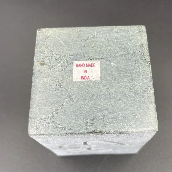 Essential Oil Burner Handcarved Soapstone Gray Om Symbol Made In India - Picture 10 of 14